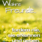 Wahre Freunde fordern nie, sie erkennen und geben.