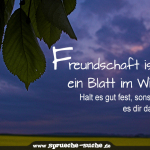 Freundschaft ist wie ein Blatt im Wind. Halt es gut fest, sonst fliegt es dir davon.