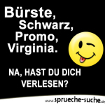 Bürste, Schwarz, Promo, Virginia. Na, hast du dich verlesen?