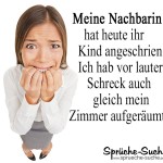 Erschrockene Frau mit lustigem Spruch