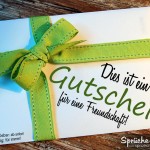 Gutschein mit grüner Schleife für eine Freundschaft