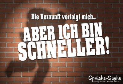 Vernuft lustiges Spruchbild - Schattenmann beleuchtet an Mauer