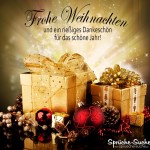 Schöne Weihnachtskarte mit Geschenken und Sprüche zu Weihnachten