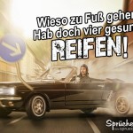 Rasendes Auto Cabria mit lustigem Spruchbild