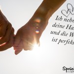 Hand in Hand verliebt Spruchbild