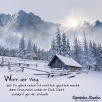 Schöne Winterlandschaft mit Berghütte als weises Spruchbild