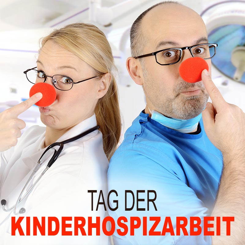 Zwei Clowns zum Tag der Kinderhospizarbeit im Krankenhaus