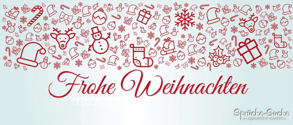 Frohe Weihnachten Karte mit weihnachtlichen Symbolen - Sprüche-Suche