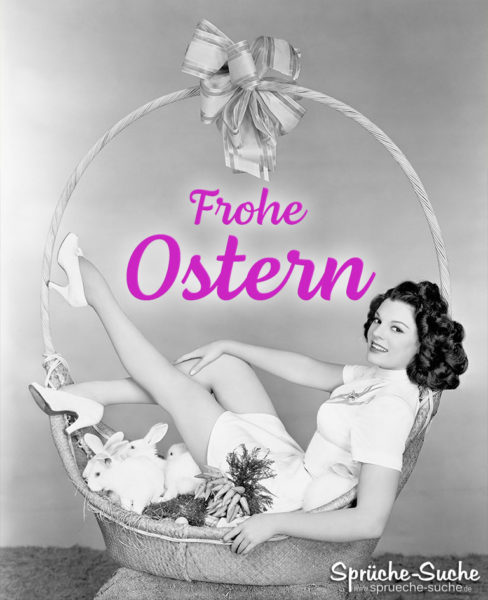 Frohe Ostern mit Frau - Antike Karte