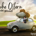 Grußkarte für die Osterfeiertage - Frohe Ostern - bleibt gesund